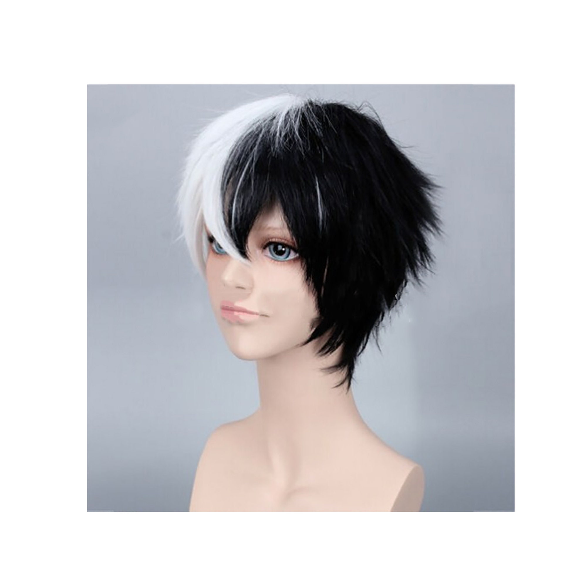 Ranboo Cosplay Wig Anime Wig Black and Half White Wig Bungo - Etsy Norway