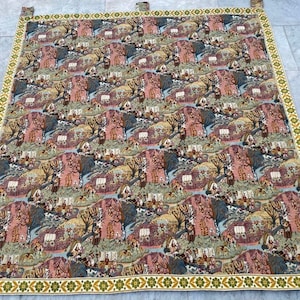 4x4 Französischer Wandteppich, Vintage Mittelalterlicher Wandteppich, Bildlicher Wandteppich Authentischer Wandteppich Wohnkultur Tapisserie/Wandbehang 132 x 125 cm KOSTENLOSER SCHIFF