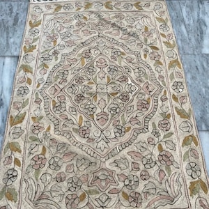 2x3 Aubusson Rug, Vintage Area Rug, French Style Handmade Kilim Rug, Pictorial Rug Needle Point Rug, Home Decor Rug 85 x 55 cm FREE SHIP