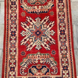 3x4 High Quality Afghan Rug, Boho Rug, Floor Rug, Stunning Rug, Living Room Rug, Afghan Kazak Rug, Hand Knotted Rug, Turkish Rug, 120x81 cm