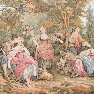 2x5 Vintage French Tapestry Medeivals Wall Hanging, Pictorial Tapestry, Home Decor Tapestry/Wall Hanging, 153 x 70 cm FREE SHIPPING