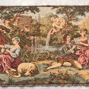 2x5 French Tapestry, Vintage Tapestry, Medieval Tapestry, Authentic Tapestry, Home Decor Tapestry/Wall Hanging 150 x 73 cm FREE SHIP