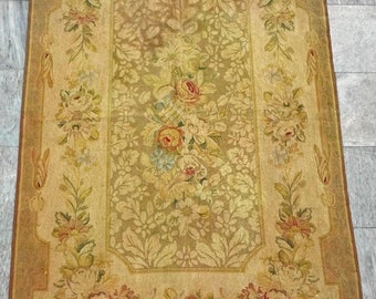 4x6 Vintage Handmade French Style Aubbusson Chain Stitch Needle Point Rug Home Decor Rug 172 x 117 cm Low Price FREE SHIP