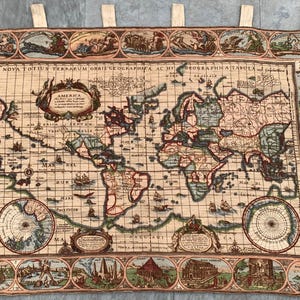 3 x 4 tapisserie française, tapisserie vintage, tapisserie de carte ancienne, superbe tapisserie, tapisserie de décoration d'intérieur/accrochage mural, 120 x 85 cm livraison gratuite