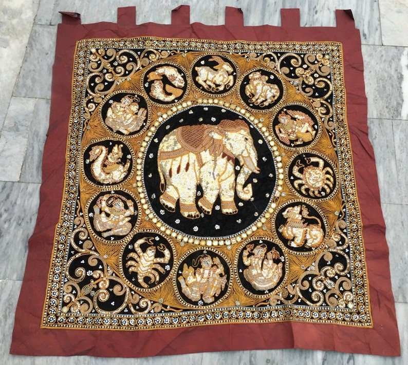 3x4 Indian Tapestry, Astrological Sign Tapestry Indian Tapestry, Authentic Tapestry, Home Decor Tapestry/Wall Hanging 110 x 102 cm FREE SHIP