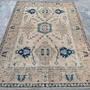 6x8 High Quality Afghan Handmade Caucasian Kazak Rug, Floor Rug, Living Room Rug, Hand Knotted Rug, Turkish Rug, 248 x 175 cm
