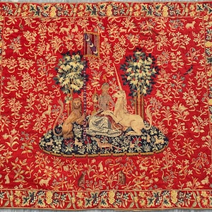 3x4 Vintage French Tapestry The Lady With Unicorn Medium Size Tapestry Best for Wall Decor, 113 x 97 cm Low Price FREE SHIPPING