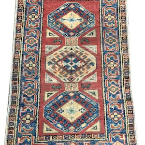 2x3 High Quality Afghan Rug, Boho Rug, Floor Rug, Stunning Rug Living Room Rug, Afghan Kazak Rug, Hand Knotted Rug, Turkish Rug, 96 x 56 cm
