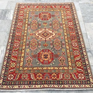 4x6 High Quality Afghan Handmade Caucasian Kazak Rug, Floor Rug, Living Room Rug, Hand Knotted Rug, Turkish Rug, 177 x 122 cm