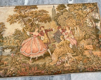 3x5 French Tapestry, Vintage Pictorial Tapestry Romansic Tapestry, Authentic Tapestry, Home Decor Tapestry/Wall Hanging 140x90 cm FREE SHIP