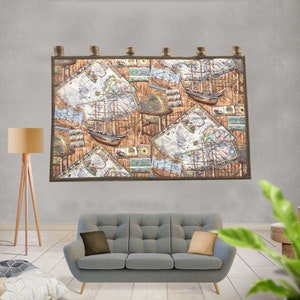3 x 4 tapisserie française, tapisserie de carte du monde vintage, superbe tapisserie, tapisserie de décoration d'intérieur/accrochage mural, 122 x 80 cm livraison gratuite