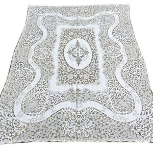 5x7 Low Price Vintage Tablecloth, Crochet Table Cloth, Burano Lace Table Cloth, Kitchen Table Home Decor, 205 cm x 141 cm FREE SHIPPING !