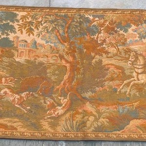 2x5 Vintage French Tapestry Medieval Pictorial Large Size Tapestry Best for Cozy Wall Decor, 145 x 67 cm Low Price FREE SHIPPING
