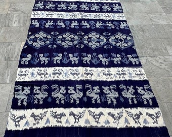 4x8 Antique ikat, Indonesian ikat, West Sumba Ikat Shawl, Wall Hanging, Handwoven Ikat, Handmade Textile 233 cm x 135 cm FREE SHIPPING,!