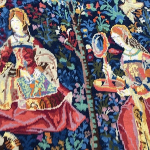 2x2 Aubusson Tapestry, Vintage Tapestry, Beautiful Tapestry, French Tapestry, Medieval Tapestry, Home Decor Tapestry, 73 x 62 cm FREE SHIP
