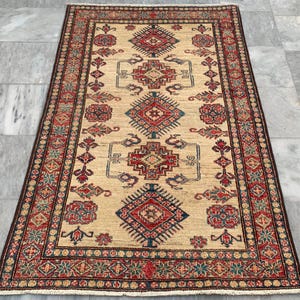 3x5 High Quality Afghan Handmade Caucasian Kazak Rug, Floor Rug, Living Room Rug, Hand Knotted Rug, Turkish Rug, 151 x 96 cm