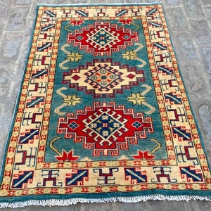 3x4 High Quality Afghan Rug, Boho Rug, Floor Rug, Stunning Rug, Living Room Rug, Afghan Kazak Rug, Hand Knotted Rug, Turkish Rug 119 x 80 cm