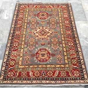 4x6 High Quality Afghan Handmade Caucasian Kazak Rug, Floor Rug, Living Room Rug, Hand Knotted Rug, Turkish Rug, 180 x 123 cm