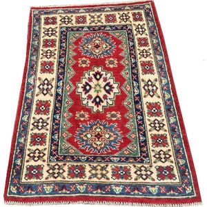 3x4 High Quality Afghan Rug, Boho Rug, Floor Rug, Stunning Rug Living Room Rug, Afghan Kazak Rug, Hand Knotted Rug, Turkish Rug, 122 x 79 cm