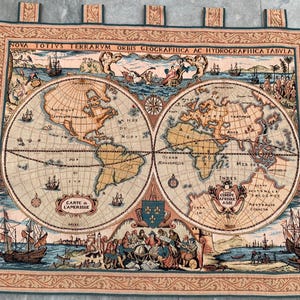 3 x 3 tapisserie française vintage, carte ancienne, tapisserie illustrée de petite taille, idéale pour une décoration murale, 105 x 85 cm Prix bas LIVRAISON GRATUITE