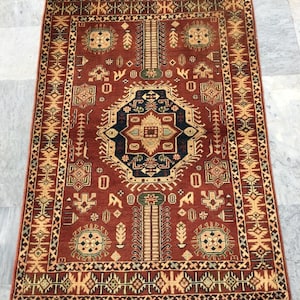 3x5 High Quality Afghan Rug, Boho Rug, Floor Rug, Stunning Rug, Living Room Rug, Afghan Kazak Rug, Hand Knotted Rug, Turkish Rug, 143x100 cm