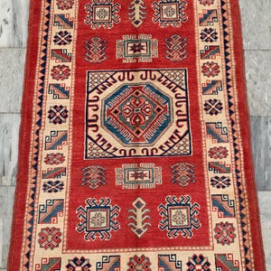 3x5 High Quality Afghan Rug, Boho Rug, Floor Rug, Stunning Rug, Living Room Rug, Afghan Kazak Rug, Hand Knotted Rug, Turkish Rug, 145x90 cm