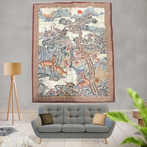 5x7 französischer Wandteppich, Vintage mittelalterlicher Wandteppich, Antiker Wandteppich, Wohnkultur Tapisserie/Wandbehang, 203 x 146 cm KOSTENLOSER VERSAND
