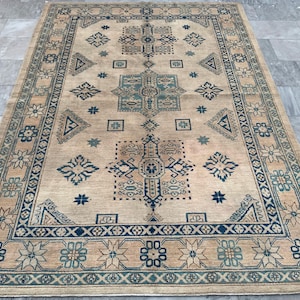 6x8 High Quality Afghan Handmade Caucasian Kazak Rug, Floor Rug, Living Room Rug, Hand Knotted Rug, Turkish Rug, 252 x 168 cm