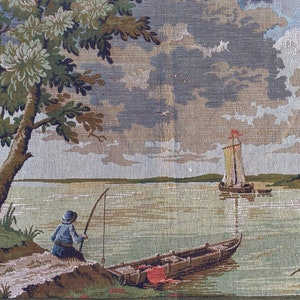 2x5 French Tapestry, Vintage Pictorial Tapestry Medieval Tapestry, Authentic Tapestry, Home Decor Tapestry/Wall Hanging, 144x47 cm FREE SHIP