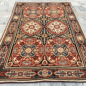 5x8 Aubusson Rug, Vintage Area Rug, French Style Handmade Kilim Rug, Chain Stitch Rug Needle Point Rug Home Decor Rug 250 x 150 cm FREE SHIP