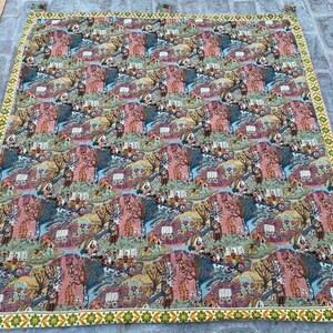 4x4 französischer Wandteppich, Vintage mittelalterlicher Wandteppich, bildhafter Wandteppich authentischer Wandteppich 132 x 132 cm KOSTENLOSER SCHIFF