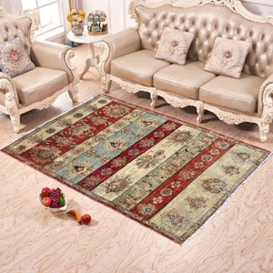 4x5 High Quality Afghan Rug, Khurjeen Rug, Floor Rug, Living Room Rug, Afghan Chobi Rug, Hand Knotted Rug, Turkish Rug, 162x120 cm