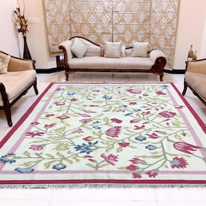 6x8 Turkish Kilim, Floral Rug, Boho Kilim, Large Flat Weave Kilim, Wool Kilim, Hand Woven Afghan Chobi Kilim, 248 cm x 175 cm, FREE SHIP