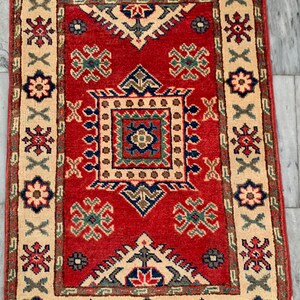 2x3 High Quality Afghan Rug, Boho Rug, Floor Rug, Stunning Rug, Living Room Rug, Afghan Kazak Rug, Hand Knotted Rug, Turkish Rug, 86 x 59 cm