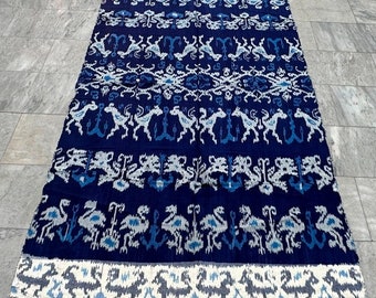 4x8 Antique ikat, Indonesian ikat, West Sumba Ikat Shawl, Wall Hanging, Handwoven Ikat, Handmade Textile 230 cm x 118 cm FREE SHIPPING,!