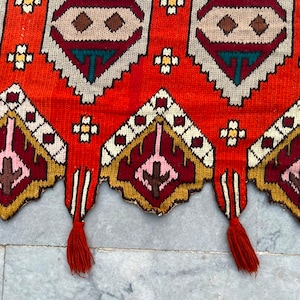 1x8 Aubusson Rug, Vintage Jhalar Rug, French Style Wall Hanging Rug, Tapestry Rug Needle Point Rug, Home Decor Rug 230 x 30 cm FREE SHIP