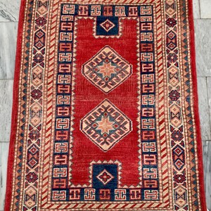 3x4 High Quality Afghan Rug, Boho Rug, Floor Rug, Stunning Rug, Living Room Rug, Afghan Kazak Rug, Hand Knotted Rug, Turkish Rug, 122x83 cm