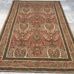 5x8 Aubusson Rug, Vintage Area Rug, French Style Handmade Kilim Rug, Chain Stitch Rug Needle Point Rug Home Decor Rug 241 x 148 cm FREE SHIP