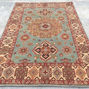 6x10 High Quality Afghan Handmade Caucasian Kazak Rug, Floor Rug, Living Room Rug, Hand Knotted Rug, Turkish Rug, 295 x 190 cm