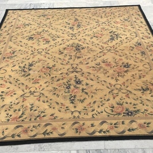 8x10 Aubusson Rug, Vintage Area Rug, French Style Handmade Kilim Rug Chain Stitch Rug Needle Point Rug Home Decor Rug 291 x 233 cm FREE SHIP