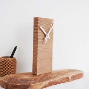 HOVET Reclaimed Wood Wall Clock: Minimalist and Geometric Design modern wall clock Scandinavian clock image 4