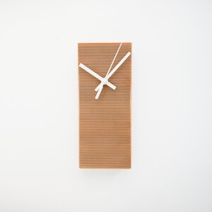 HOVET Reclaimed Wood Wall Clock: Minimalist and Geometric Design modern wall clock Scandinavian clock image 1