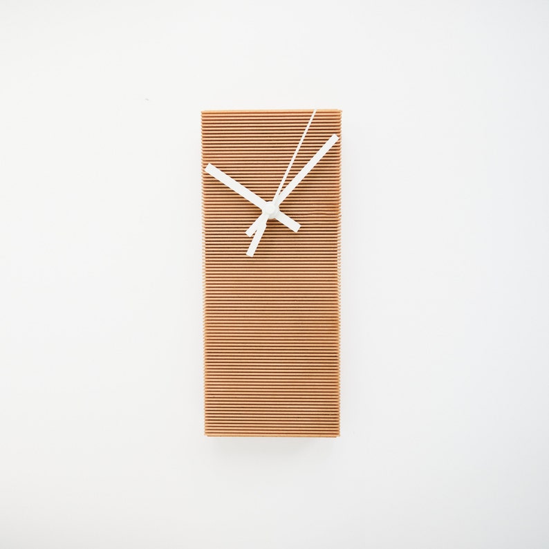 HOVET Reclaimed Wood Wall Clock: Minimalist and Geometric Design modern wall clock Scandinavian clock image 1