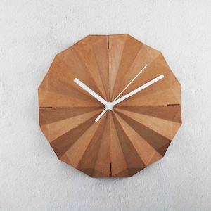 ROSACE Scandinavian wall clock I Minimalist and origami design clock Clock with geometric design wooden printed wall clock image 2