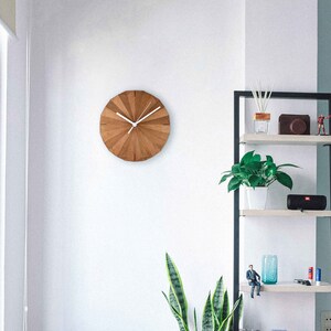 ROSACE Scandinavian wall clock I Minimalist and origami design clock Clock with geometric design wooden printed wall clock image 4