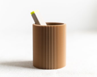 MIKO | Pot à pinceaux | Organiseur de bureau design et géométrique, imprimé en Bois | style minimaliste et épuré | Cadeau original