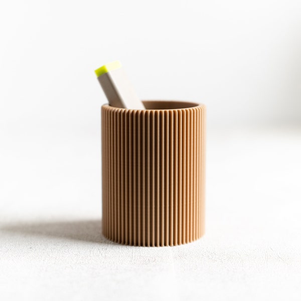 MIKO | Pot à pinceaux | Organiseur de bureau design et géométrique, imprimé en Bois | style minimaliste et épuré | Cadeau original