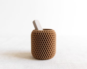 SKADIS | Pot à pinceaux | Organiseur de bureau design et géométrique | imprimé en 3D en bois recyclé | style minimaliste | Cadeau original