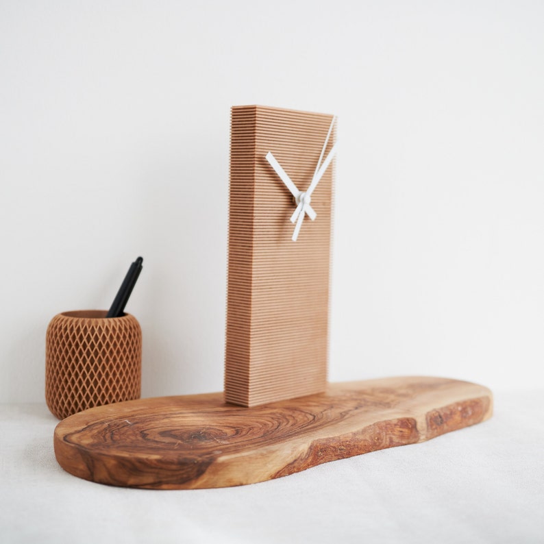 HOVET Reclaimed Wood Wall Clock: Minimalist and Geometric Design modern wall clock Scandinavian clock image 4