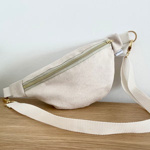 Fanny pack beige faux leather with gold or silver accessories, Christmas gift to girlfriend mom